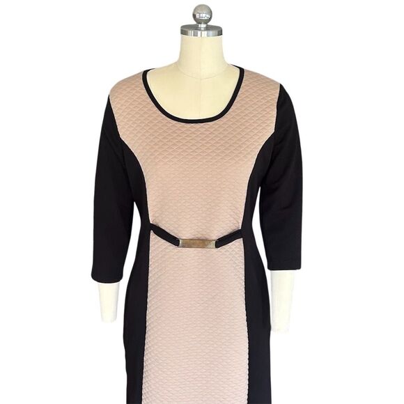 Love Women's XL Color Block Sheath Dress Knee Length 3/4 Sleeve - Picture 5 of 5